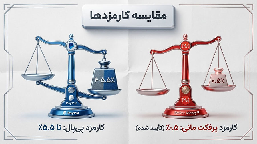 بررسی کارمزد پی پال و پرفکت مانی